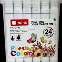 INSHU DOUBLE HEADED MARKER 24 COLORS