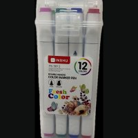 INSHU DOUBLE HEADED MARKER 12 COLORS